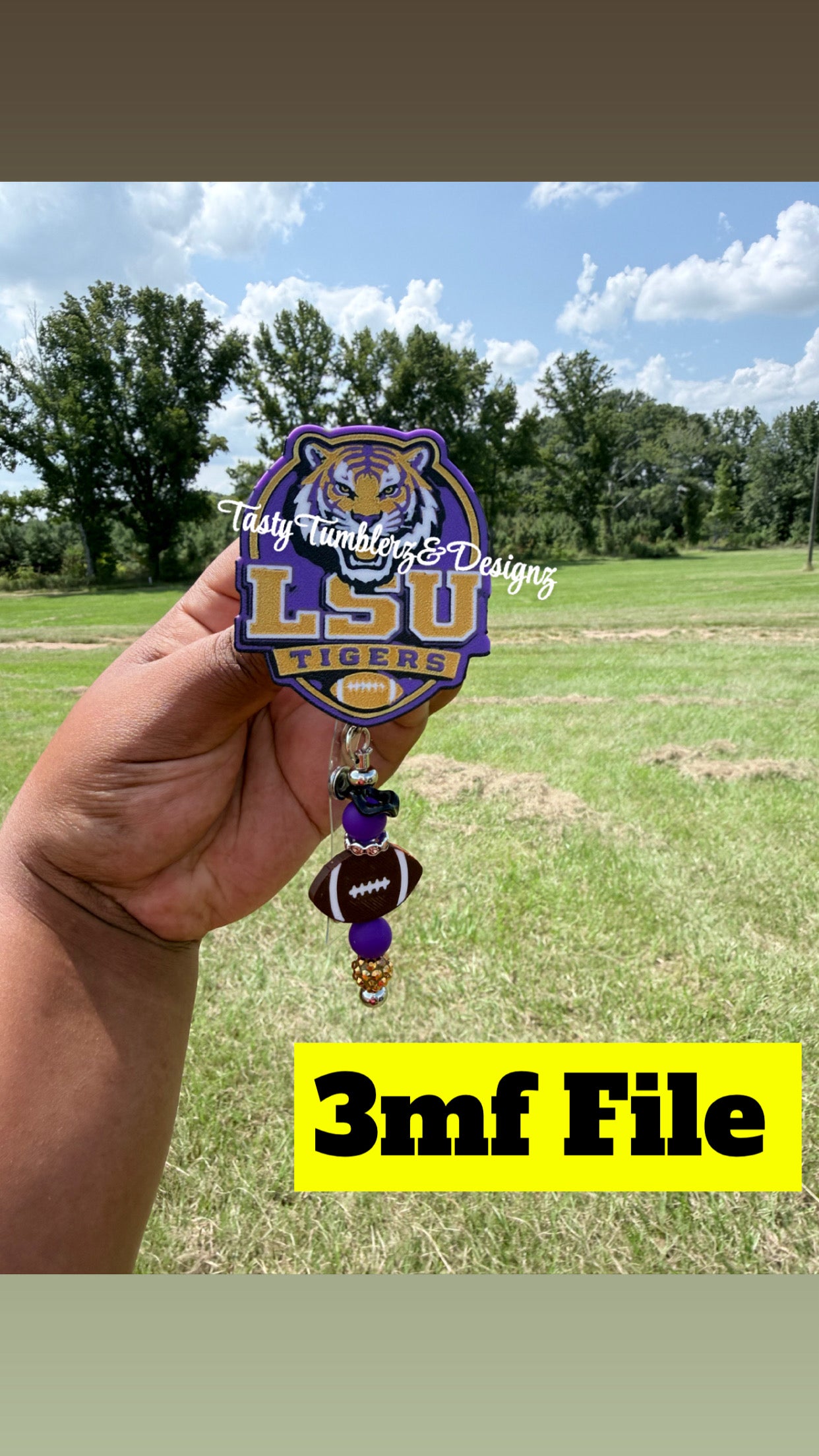 LSU Tiger Football Badge & Charm 3mf