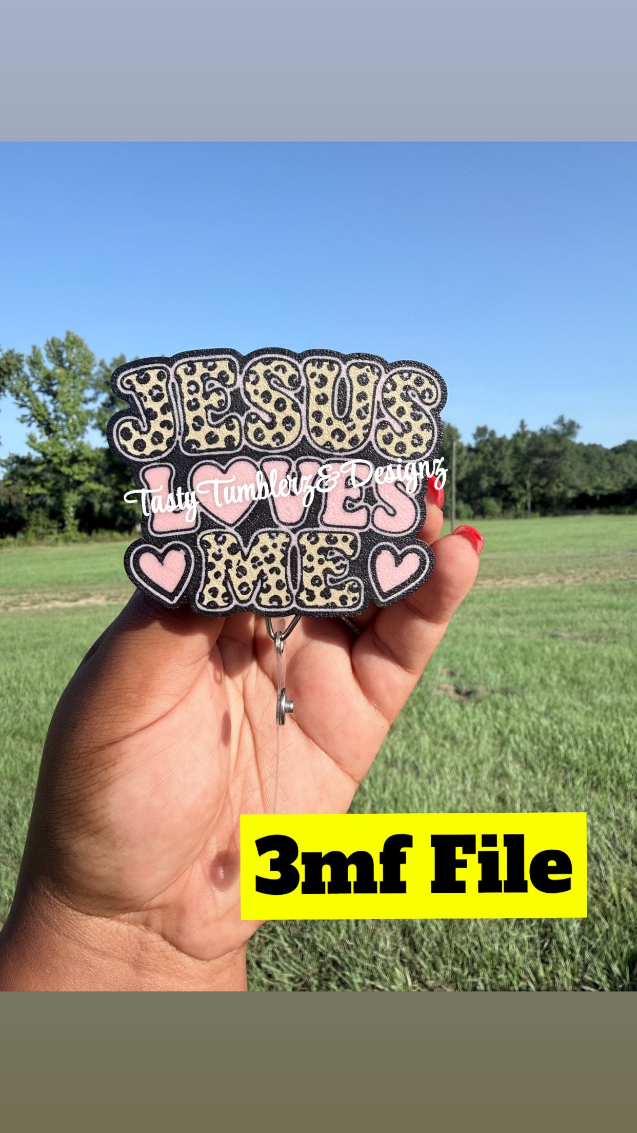 JESUS LOVES ME.Badge 3mf