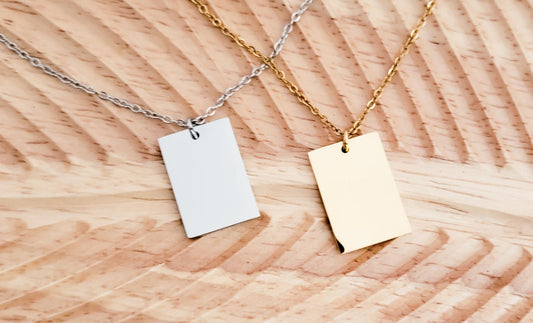 Wide Rectangle Pendant Necklace