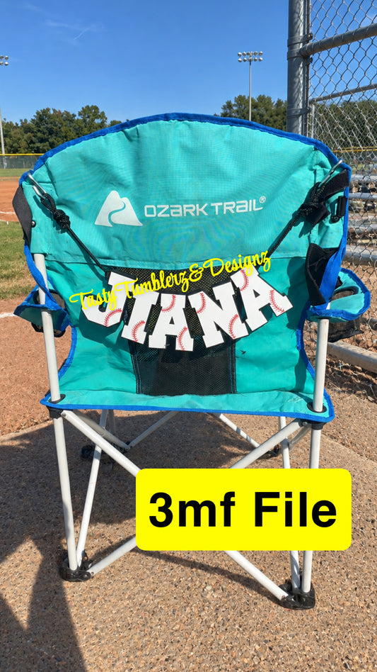 Baseball Chair Charms Letters & Numbers.3mf
